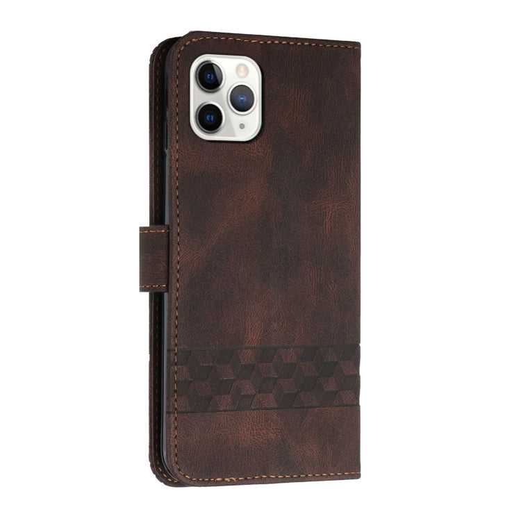 For iPhone 11 Pro Max Cubic Skin Feel Flip Leather Phone Case
