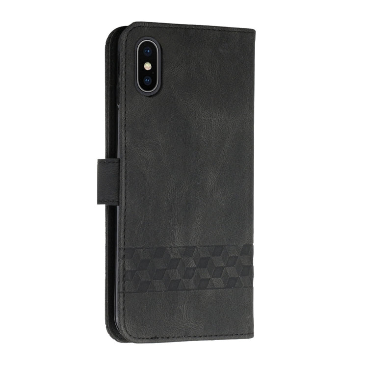 For iPhone X / XS Cubic Skin Feel Flip Leather Phone Case