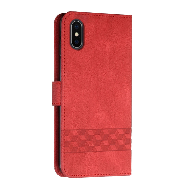 For iPhone X / XS Cubic Skin Feel Flip Leather Phone Case