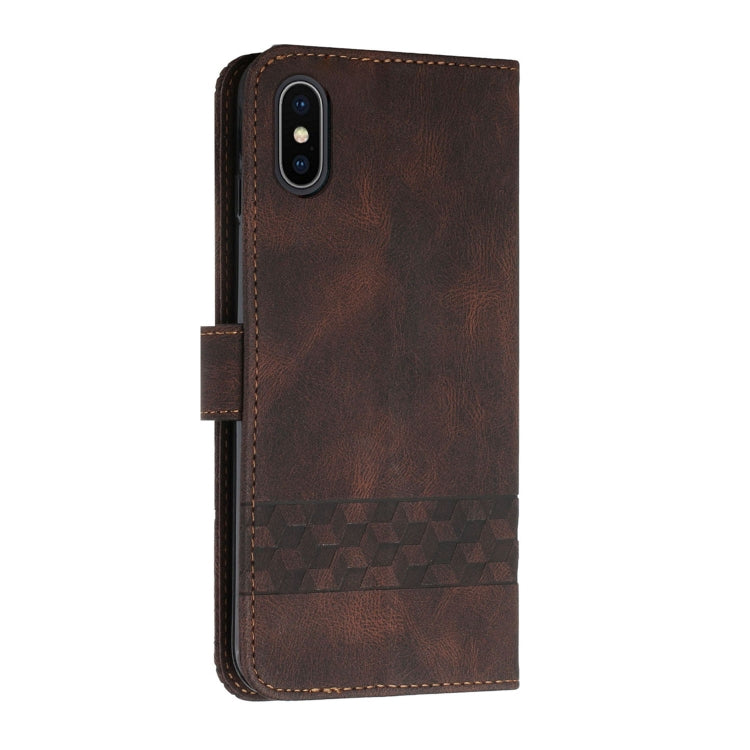 For iPhone X / XS Cubic Skin Feel Flip Leather Phone Case