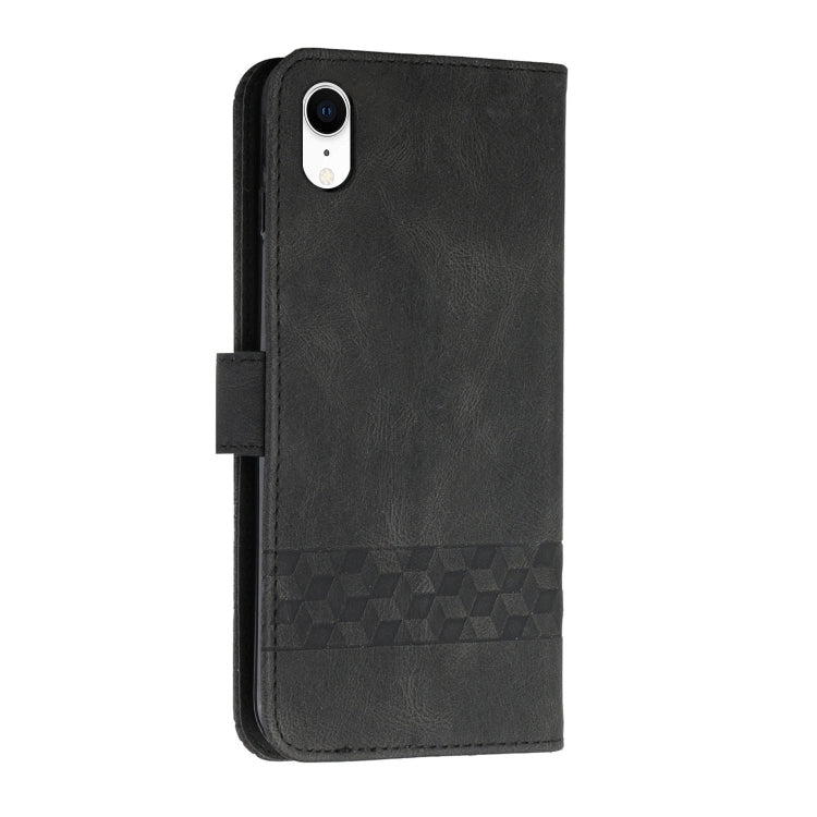 For iPhone XR Cubic Skin Feel Flip Leather Phone Case