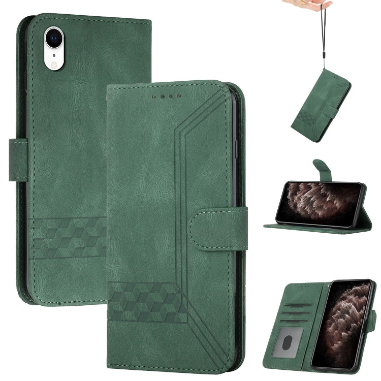 For iPhone XR Cubic Skin Feel Flip Leather Phone Case