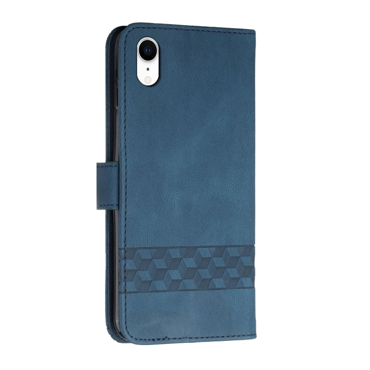 For iPhone XR Cubic Skin Feel Flip Leather Phone Case