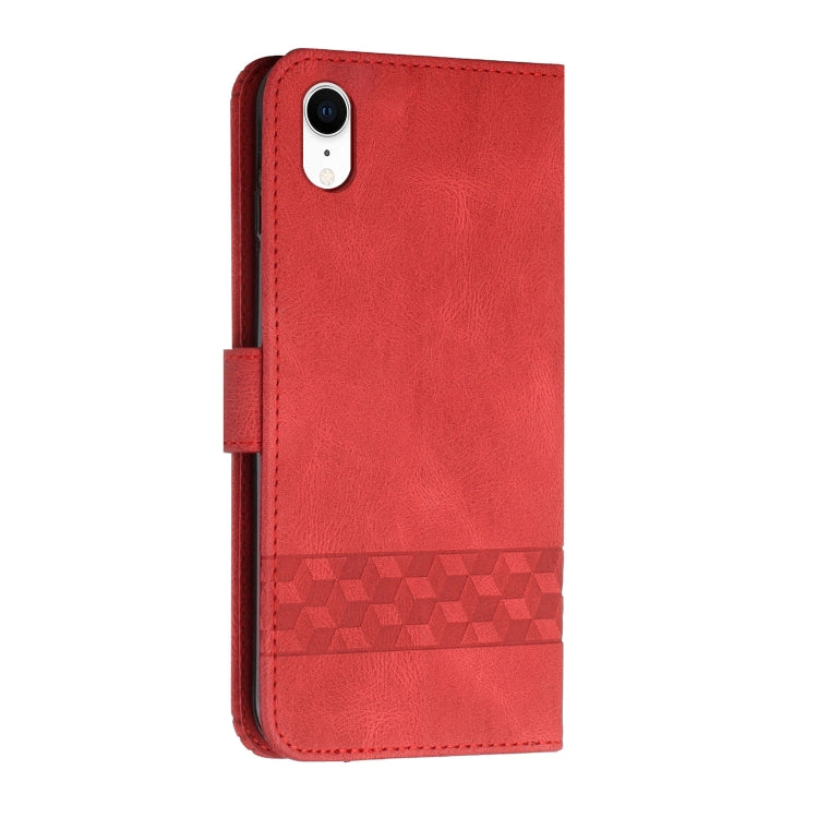 For iPhone XR Cubic Skin Feel Flip Leather Phone Case
