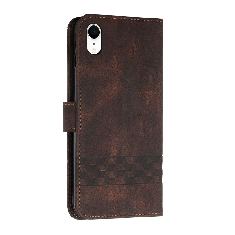 For iPhone XR Cubic Skin Feel Flip Leather Phone Case