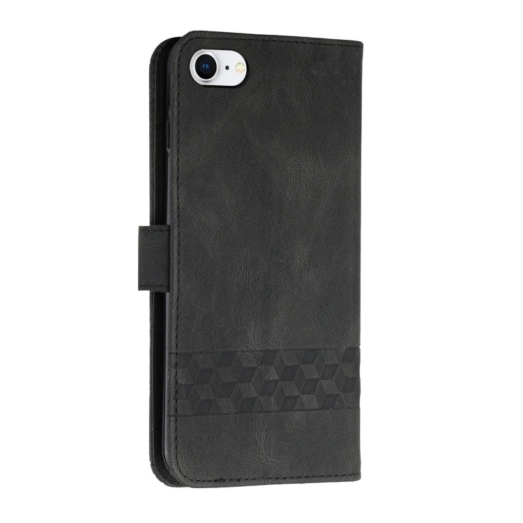 For iPhone SE 2022 / SE 2020 / 8 / 7 Cubic Skin Feel Flip Leather Phone Case