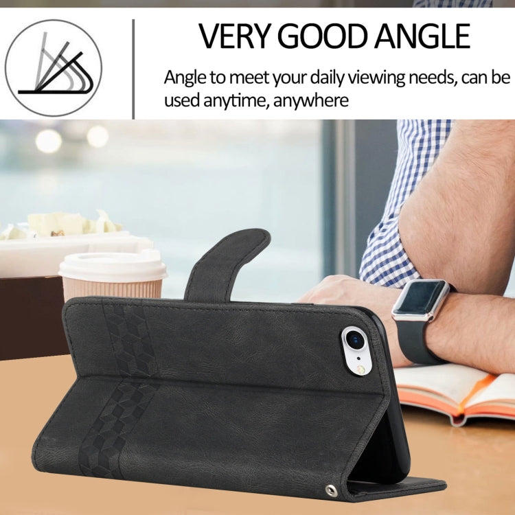 For iPhone SE 2022 / SE 2020 / 8 / 7 Cubic Skin Feel Flip Leather Phone Case