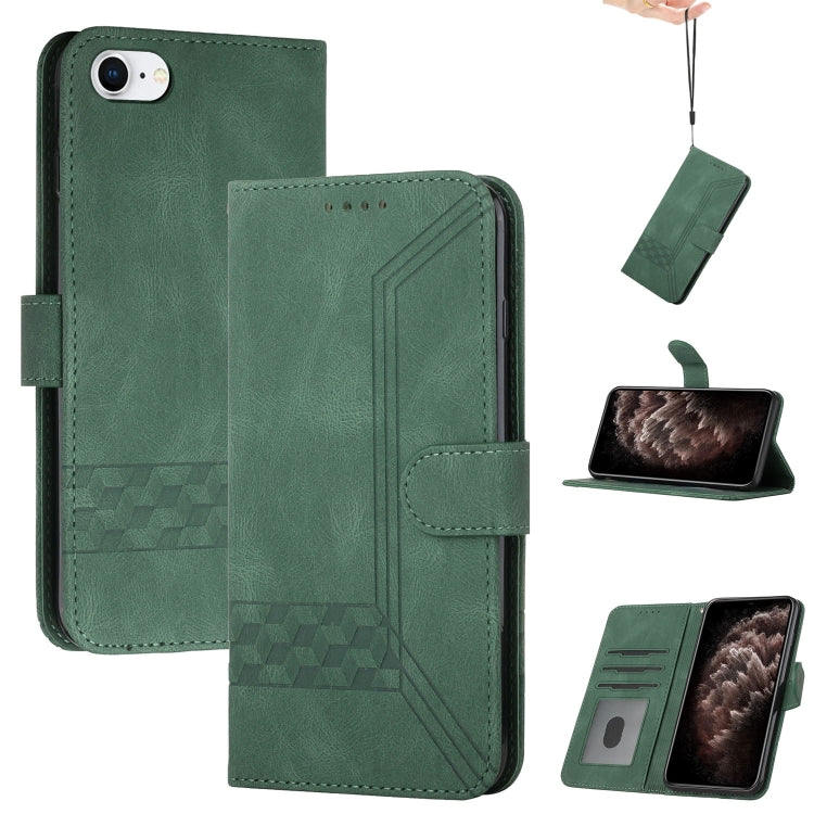 For iPhone SE 2022 / SE 2020 / 8 / 7 Cubic Skin Feel Flip Leather Phone Case
