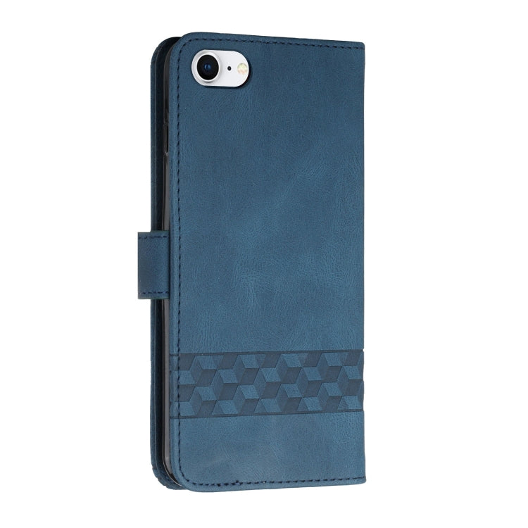 For iPhone SE 2022 / SE 2020 / 8 / 7 Cubic Skin Feel Flip Leather Phone Case