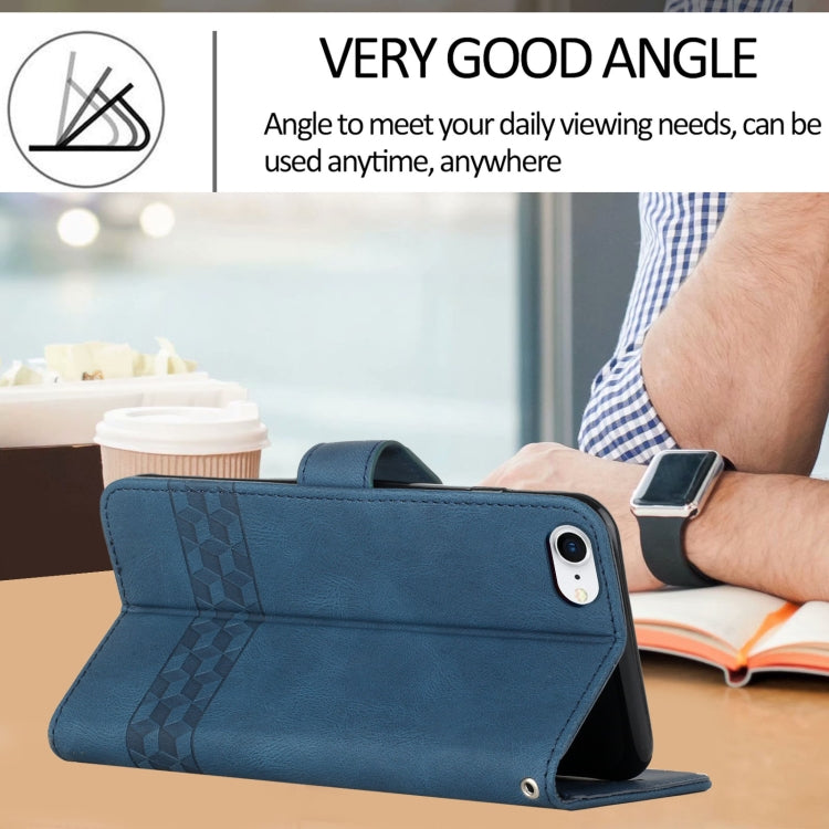 For iPhone SE 2022 / SE 2020 / 8 / 7 Cubic Skin Feel Flip Leather Phone Case