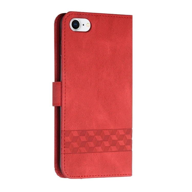 For iPhone SE 2022 / SE 2020 / 8 / 7 Cubic Skin Feel Flip Leather Phone Case