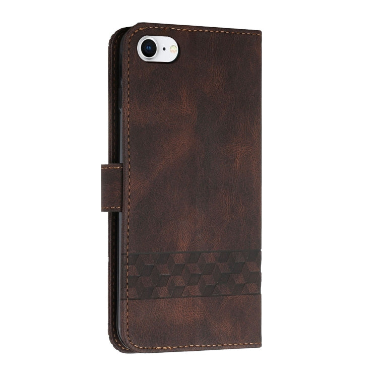 For iPhone SE 2022 / SE 2020 / 8 / 7 Cubic Skin Feel Flip Leather Phone Case