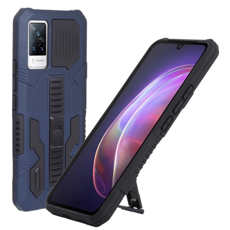 For vivo V21 Vanguard Warrior All Inclusive Double-color Shockproof TPU + PC Phone Case with Holder
