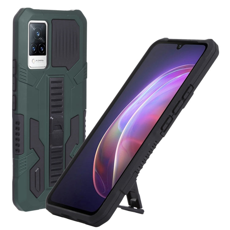 For vivo V21 Vanguard Warrior All Inclusive Double-color Shockproof TPU + PC Phone Case with Holder