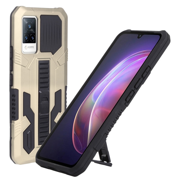 For vivo V21e Vanguard Warrior All Inclusive Double-color Shockproof TPU + PC Phone Case with Holder