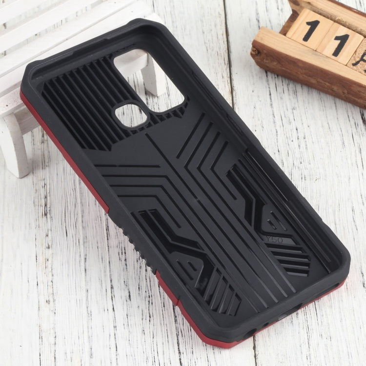 For vivo Y50 Vanguard Warrior All Inclusive Double-color Shockproof TPU + PC Phone Case with Holder