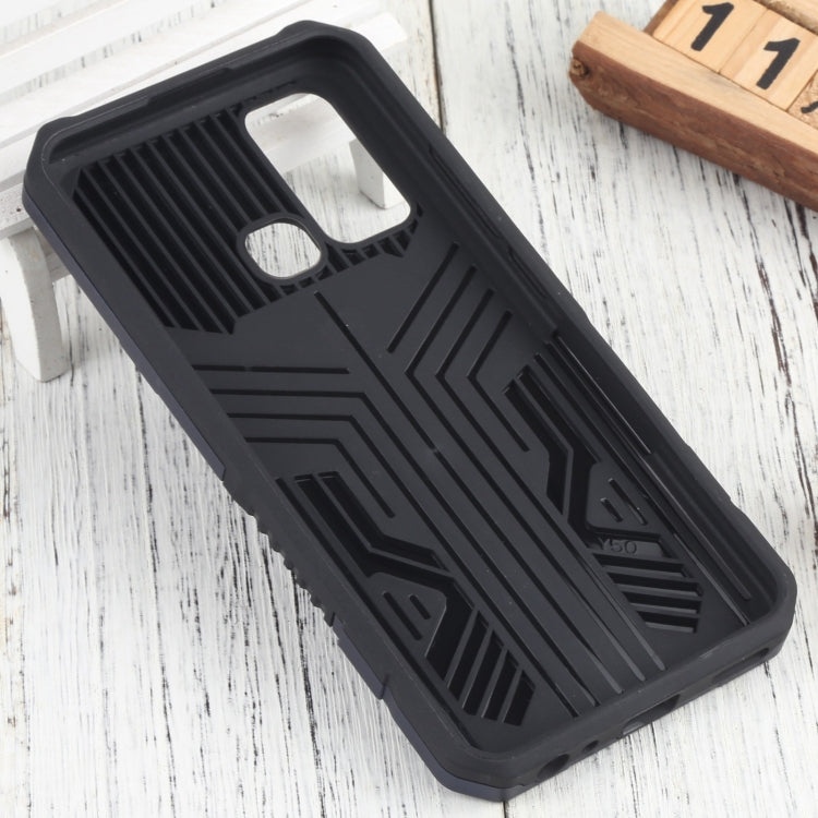 For vivo Y50 Vanguard Warrior All Inclusive Double-color Shockproof TPU + PC Phone Case with Holder