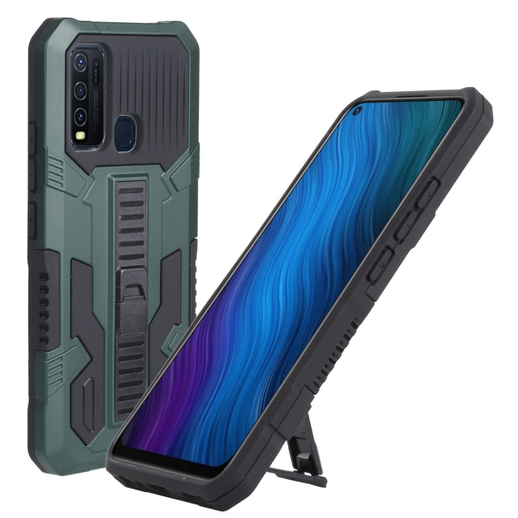 For vivo Y50 Vanguard Warrior All Inclusive Double-color Shockproof TPU + PC Phone Case with Holder