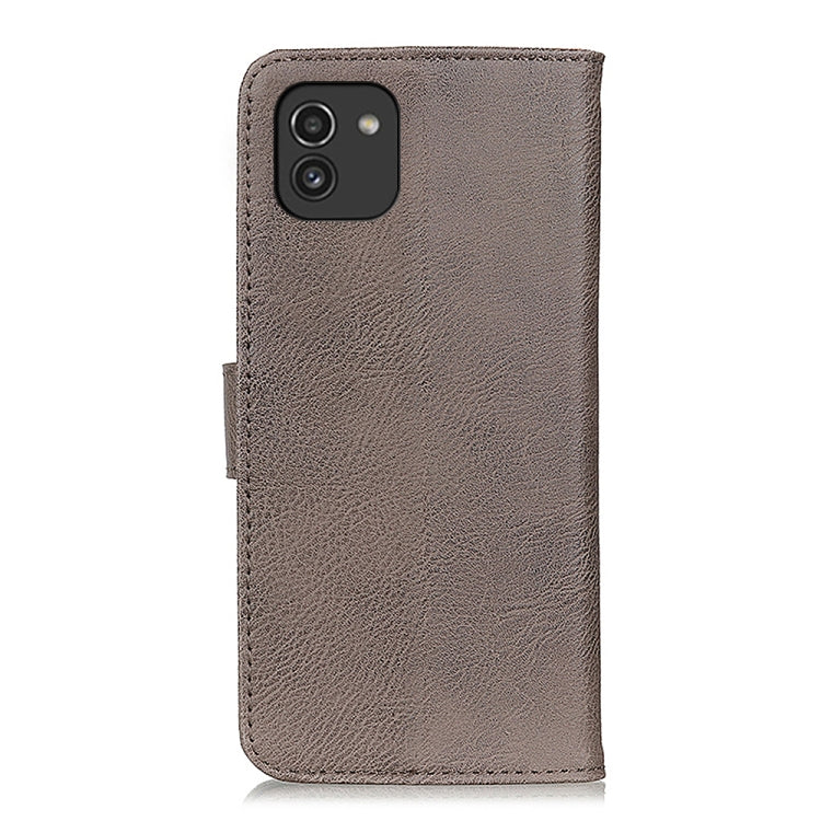 For Samsung Galaxy A03 164mm Global Version KHAZNEH Cowhide Texture Horizontal Flip Leather Phone Case