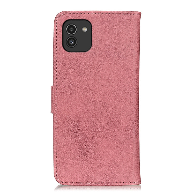 For Samsung Galaxy A03 164mm Global Version KHAZNEH Cowhide Texture Horizontal Flip Leather Phone Case