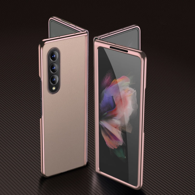 For Samsung Galaxy Z Fold3 5G Plating Leather Phone Case