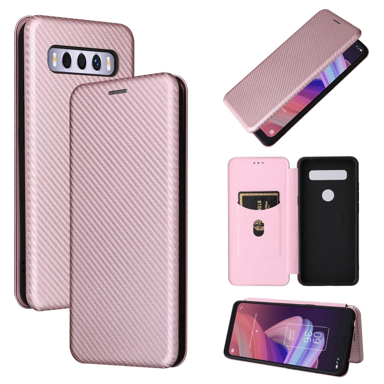For TCL 10 SE Carbon Fiber Texture Leather Phone Case with Card Slot