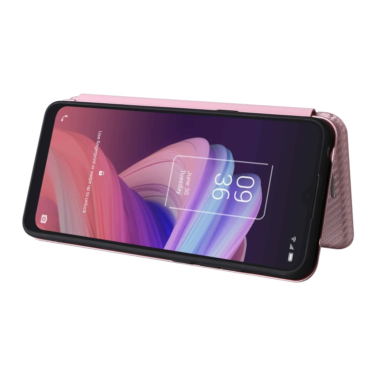 For TCL 10 SE Carbon Fiber Texture Leather Phone Case with Card Slot