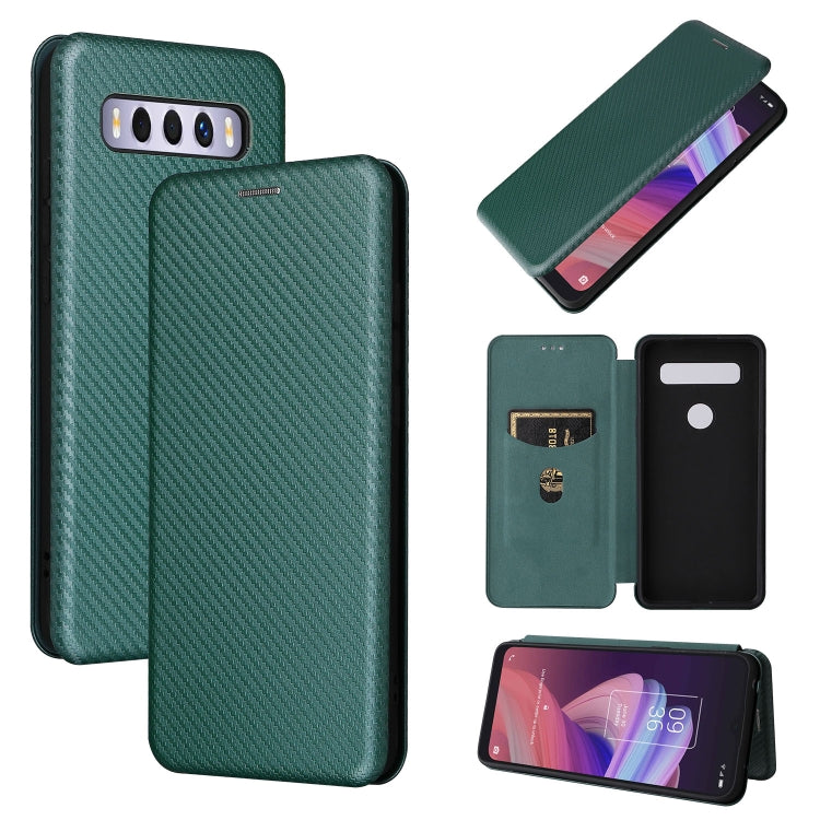 For TCL 10 SE Carbon Fiber Texture Leather Phone Case with Card Slot