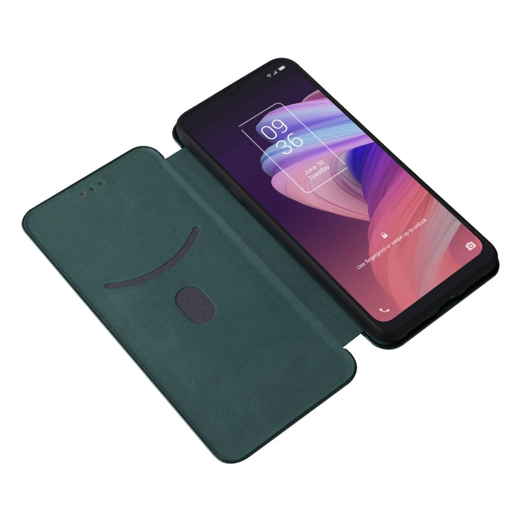 For TCL 10 SE Carbon Fiber Texture Leather Phone Case with Card Slot