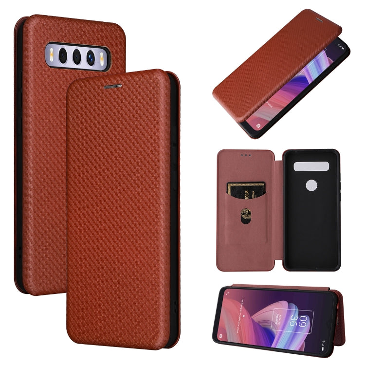 For TCL 10 SE Carbon Fiber Texture Leather Phone Case with Card Slot