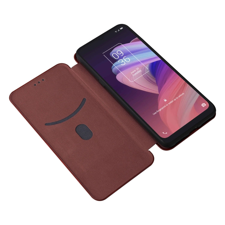For TCL 10 SE Carbon Fiber Texture Leather Phone Case with Card Slot
