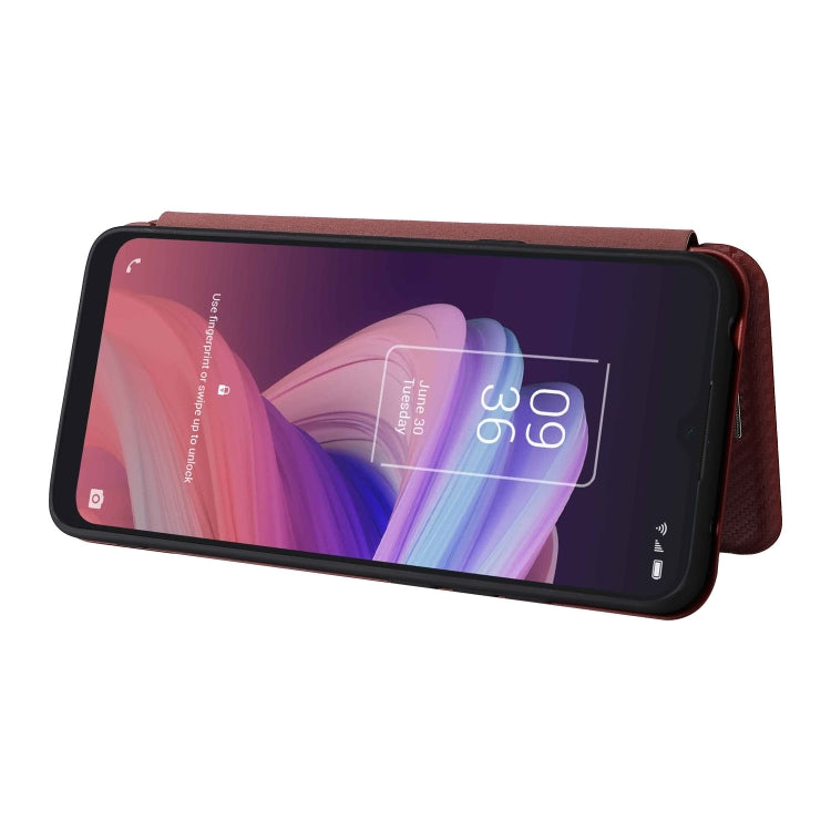 For TCL 10 SE Carbon Fiber Texture Leather Phone Case with Card Slot