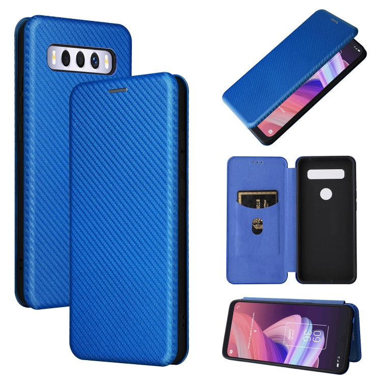 For TCL 10 SE Carbon Fiber Texture Leather Phone Case with Card Slot