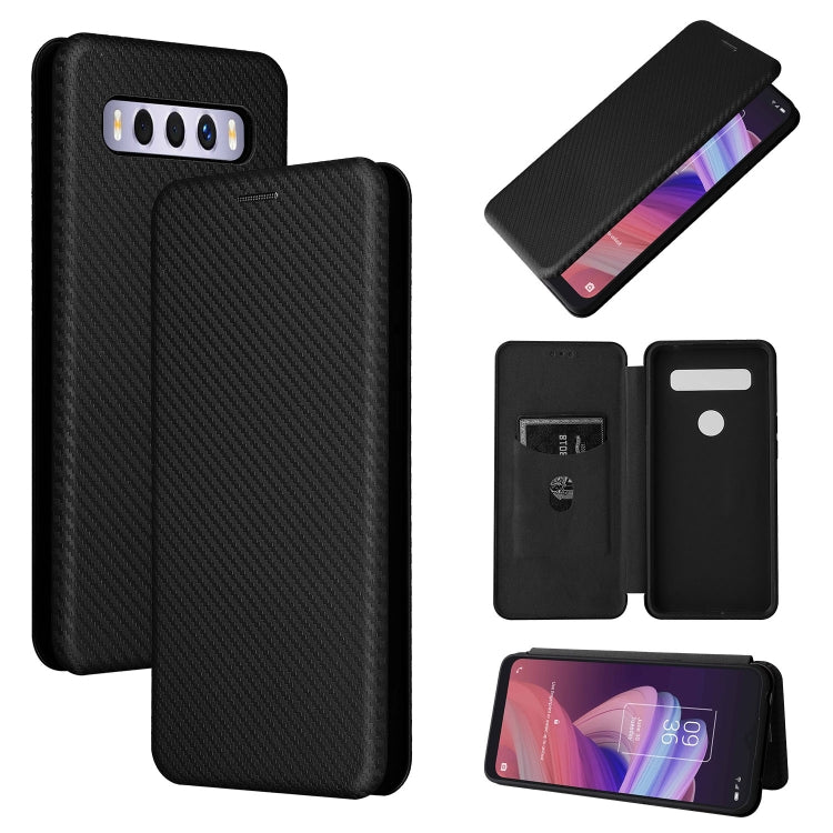 For TCL 10 SE Carbon Fiber Texture Leather Phone Case with Card Slot