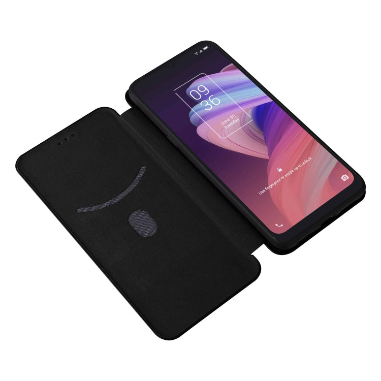 For TCL 10 SE Carbon Fiber Texture Leather Phone Case with Card Slot