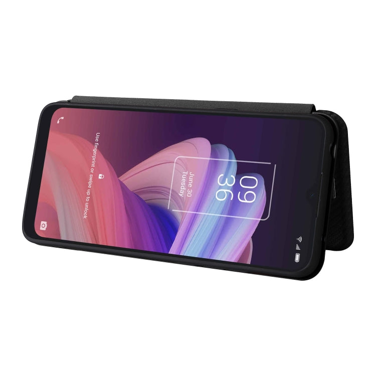 For TCL 10 SE Carbon Fiber Texture Leather Phone Case with Card Slot