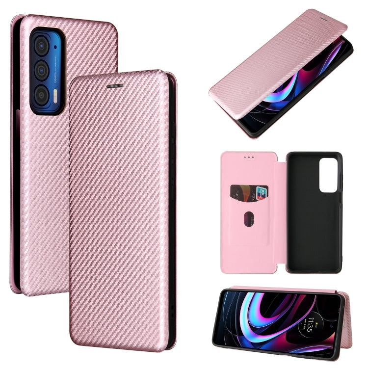 For Motorola Edge 2021 Carbon Fiber Texture Leather Phone Case with Card Slot