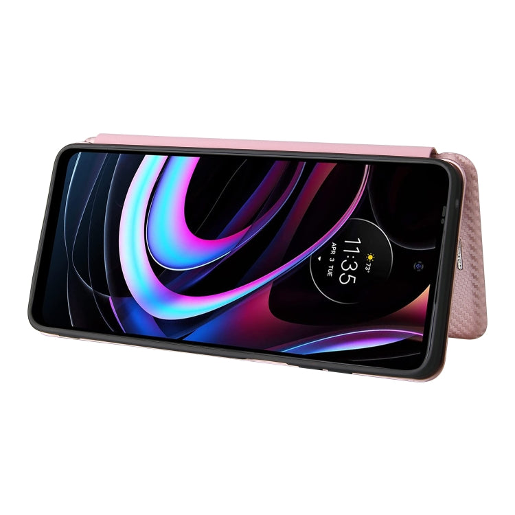 For Motorola Edge 2021 Carbon Fiber Texture Leather Phone Case with Card Slot