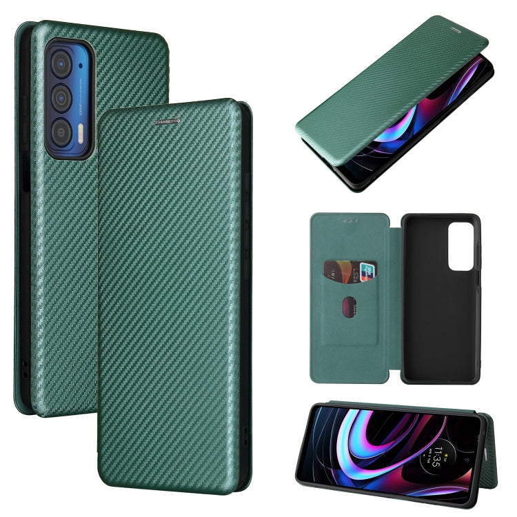 For Motorola Edge 2021 Carbon Fiber Texture Leather Phone Case with Card Slot
