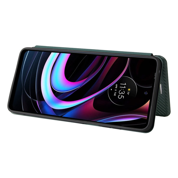 For Motorola Edge 2021 Carbon Fiber Texture Leather Phone Case with Card Slot