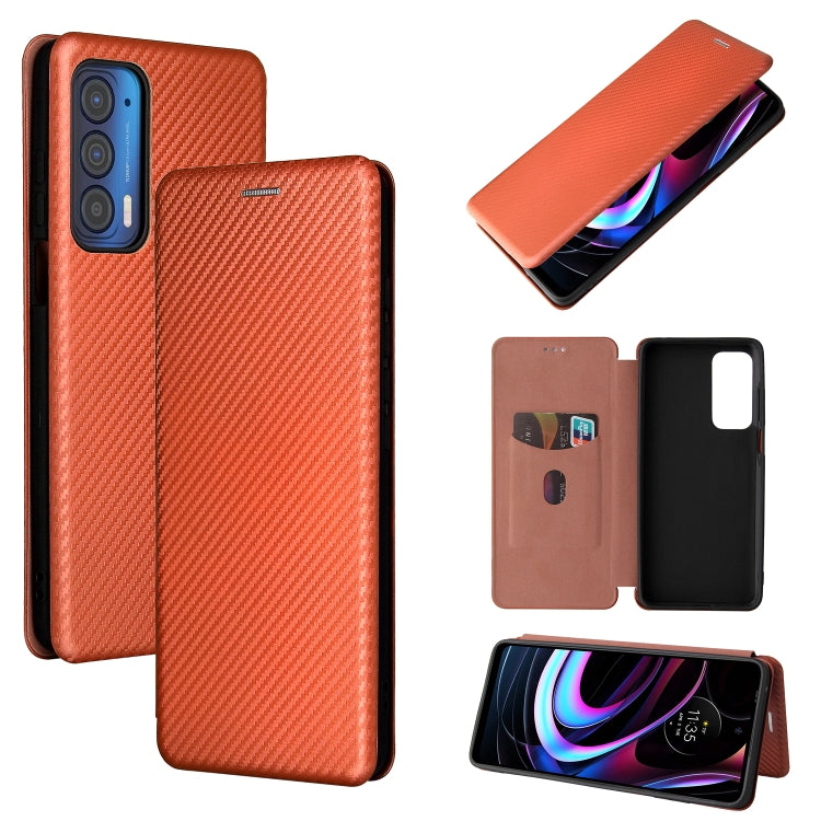 For Motorola Edge 2021 Carbon Fiber Texture Leather Phone Case with Card Slot
