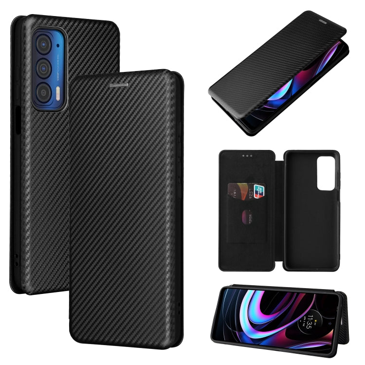For Motorola Edge 2021 Carbon Fiber Texture Leather Phone Case with Card Slot