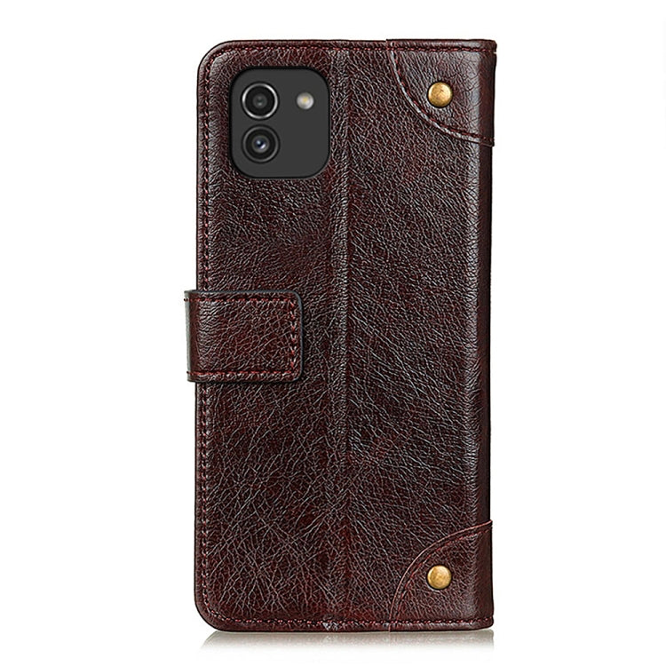 For Samsung Galaxy A03 166mm EU Version Copper Buckle Nappa Texture Horizontal Flip Leather Phone Case