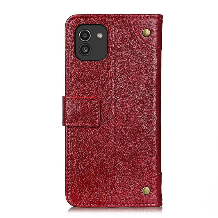 For Samsung Galaxy A03 166mm EU Version Copper Buckle Nappa Texture Horizontal Flip Leather Phone Case