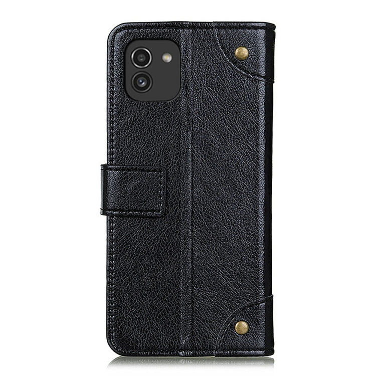 For Samsung Galaxy A03 164mm Global Version Copper Buckle Nappa Texture Horizontal Flip Leather Phone Case