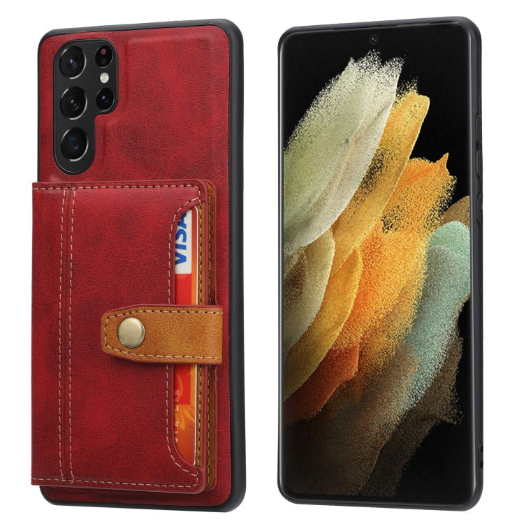 For Samsung Galaxy S22 Ultra 5G Calfskin Color Matching TPU + PU Phone Case