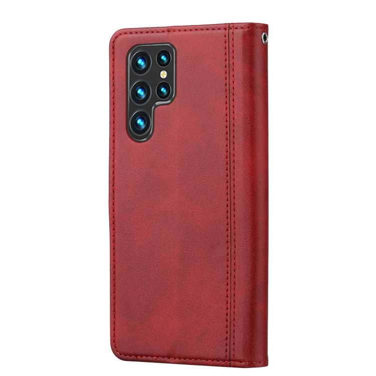 For Samsung Galaxy S22 Ultra 5G Calf Texture Double Fold Leather Phone Case