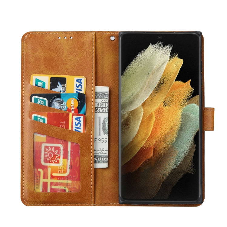 For Samsung Galaxy S22 Ultra 5G Calf Texture Double Fold Leather Phone Case