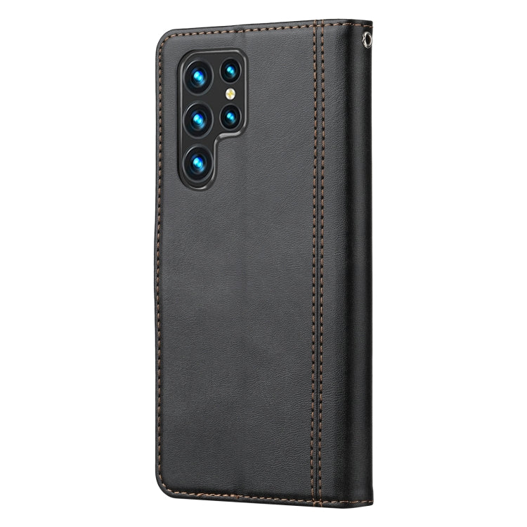 For Samsung Galaxy S22 Ultra 5G Calf Texture Double Fold Leather Phone Case