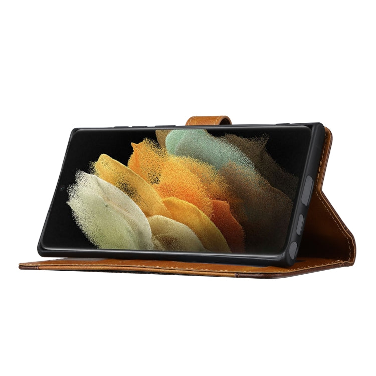 For Samsung Galaxy S22 Ultra 5G Calf Texture Double Fold Leather Phone Case